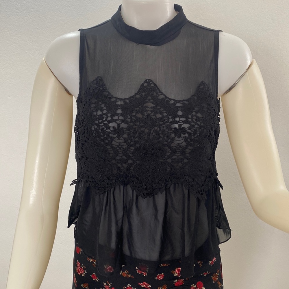 It girl black lace top